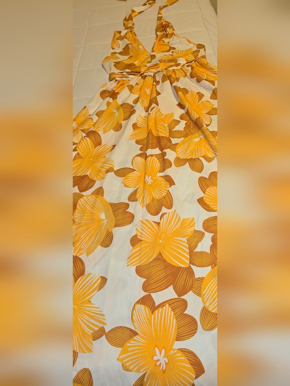 Breezaya Floral Print Criss Cross Tie Backless Halter Maxi Dress